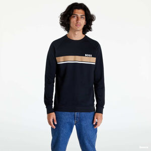 Hugo Boss Cotton-Terry Loungewear Sweatshirt with Logo and Stripes Black