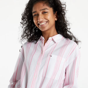 TOMMY JEANS Front Tie Stripe Shirt Fresh Pink/ Multi
