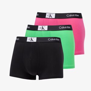 Calvin Klein 96 Cotton Trunk 3-Pack Island Green/ Black/ Fuschia Rose