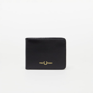 FRED PERRY Burnished Leather Billfold Wallet (suede / canvas) blkblktrwht