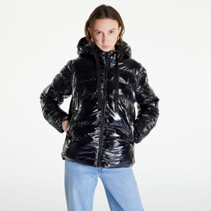Dámska zimná bunda GUESS Glossy Nylon Puffer Jacket (suede / canvas) blkblktrwht