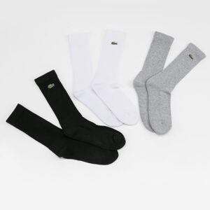 Ponožky LACOSTE 3Pack Crew Cut Socks čierne / biele / melange šedé