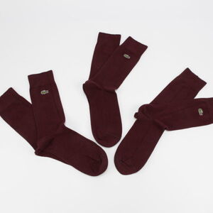 Ponožky LACOSTE Cotton Blend Sock 3-Pack vínové
