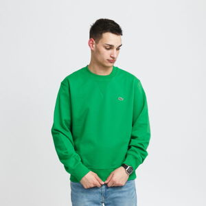 Mikina LACOSTE Crew Neck Organic Cotton Fleece Sweatshirt zelená
