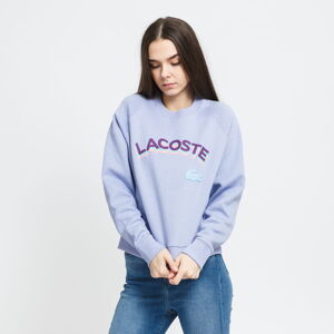 Dámska mikina LACOSTE Women’s Lacoste LIVE Lettered Cropped Sweatshirt fialová