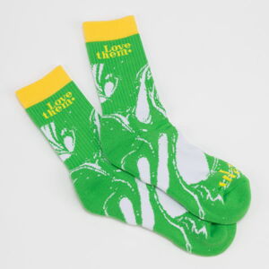 Ponožky LOVE THEM Socks Oil Patern zelené / biele