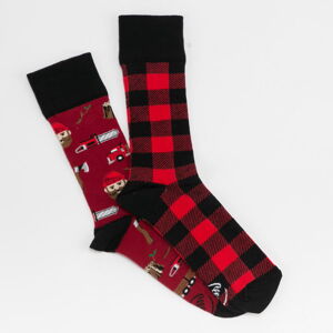 Ponožky Many Mornings Lumberjack Life Socks červené / čierne / vínové