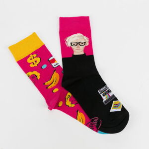 Ponožky Many Mornings Pop Art Socks tmavoružové / čierne / žlté