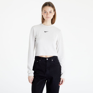 Dámske tričko s dlhým rukávom Nike Sportswear Women's Velour Long-Sleeve Top Light Bone/ Black