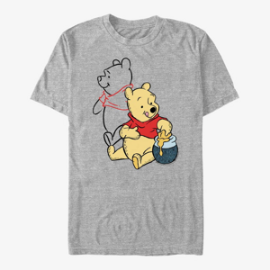 Queens Disney Winnie The Pooh - Pooh Line art Unisex T-Shirt Heather Grey