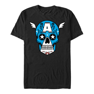 Queens Marvel Avengers Classic - Captain America Sugar Skull Men's T-Shirt Black