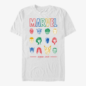 Queens Marvel Avengers Classic - Primary Faces Unisex T-Shirt White