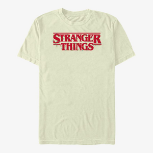 Queens Netflix Stranger Things - Christmas Lights Logo Men's T-Shirt Natural