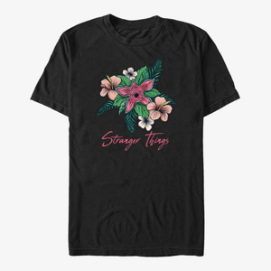 Queens Netflix Stranger Things - Floral Things Unisex T-Shirt Black