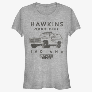 Queens Netflix Stranger Things - Hawkins Police Auto Women's T-Shirt Heather Grey