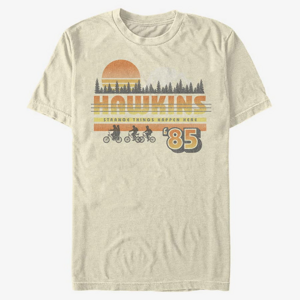 Queens Netflix Stranger Things - Hawkins Vintage Sunsnet Men's T-Shirt Natural