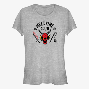Queens Netflix Stranger Things - Hellfire Cut Women's T-Shirt Heather Grey