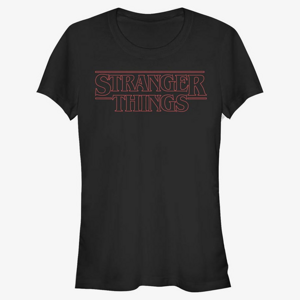 Queens Netflix Stranger Things - Stranger Red Outline Logo Women's T-Shirt Black