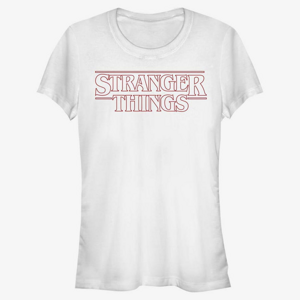 Queens Netflix Stranger Things - Stranger Red Outline Logo Women's T-Shirt White