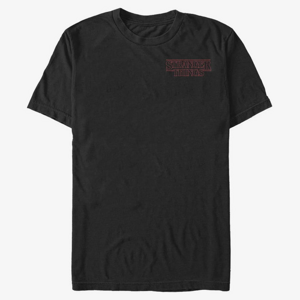 Queens Netflix Stranger Things - Stranger Red Outline Pocket Men's T-Shirt Black