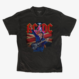 Queens Revival Tee - ACDC Logo Angus Young Union Flag Lightning Unisex T-Shirt Black