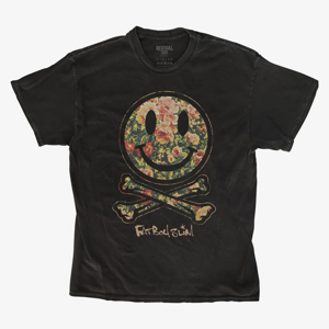 Queens Revival Tee - Fatboy Slim Floral Smiley And Crossbones Unisex T-Shirt Black