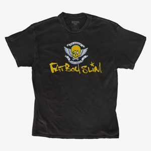 Queens Revival Tee - Fatboy Slim Smiley Wings Text Logo Unisex T-Shirt Black