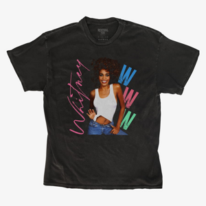 Queens Revival Tee - Whitney Houston Posing Pink Signature Unisex T-Shirt Black