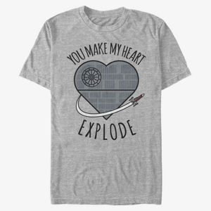 Queens Star Wars: Classic - Heart Explode Death Star Unisex T-Shirt Heather Grey