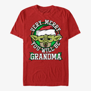 Queens Star Wars: Classic - Merry Yoda Grandma Unisex T-Shirt Red