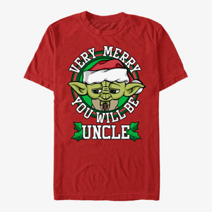 Queens Star Wars: Classic - Merry Yoda Uncle Unisex T-Shirt Red