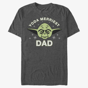 Queens Star Wars: Classic - Yoda Merriest Dad Unisex T-Shirt Dark Heather Grey