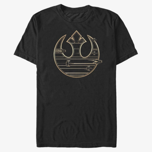 Queens Star Wars: Last Jedi - GOLD REBEL LOGO Unisex T-Shirt Black
