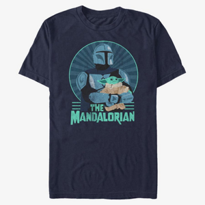 Queens Star Wars: Mandalorian - Mando and Child Men's T-Shirt Navy Blue