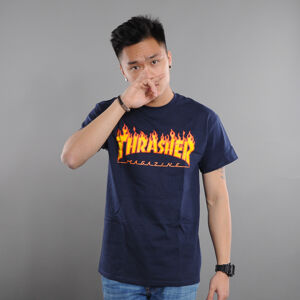Tričko s krátkym rukávom Thrasher Flame Logo navy
