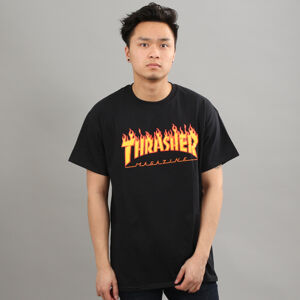 Tričko s krátkym rukávom Thrasher Flame Logo čierne