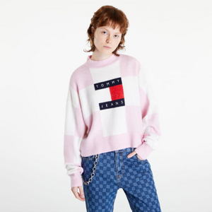 Dámsky sveter TOMMY JEANS Relaxed Checker Fla Pink