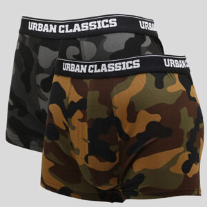 Urban Classics 2-Pack Camo Boxer Shorts camo zelené / camo šedé / čierne