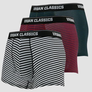 Urban Classics Boxer Shorts 3-Pack tmavozelené / vínové / navy / biele / čierne