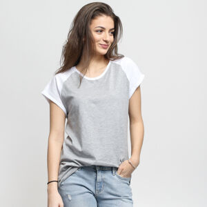 Dámske tričko Urban Classics Ladies Contrast Raglan Tee melange šedé / biele