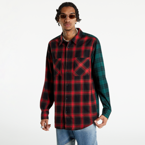 Pánska košeľa Urban Classics Oversized Mix Check Shirt červená / čierna